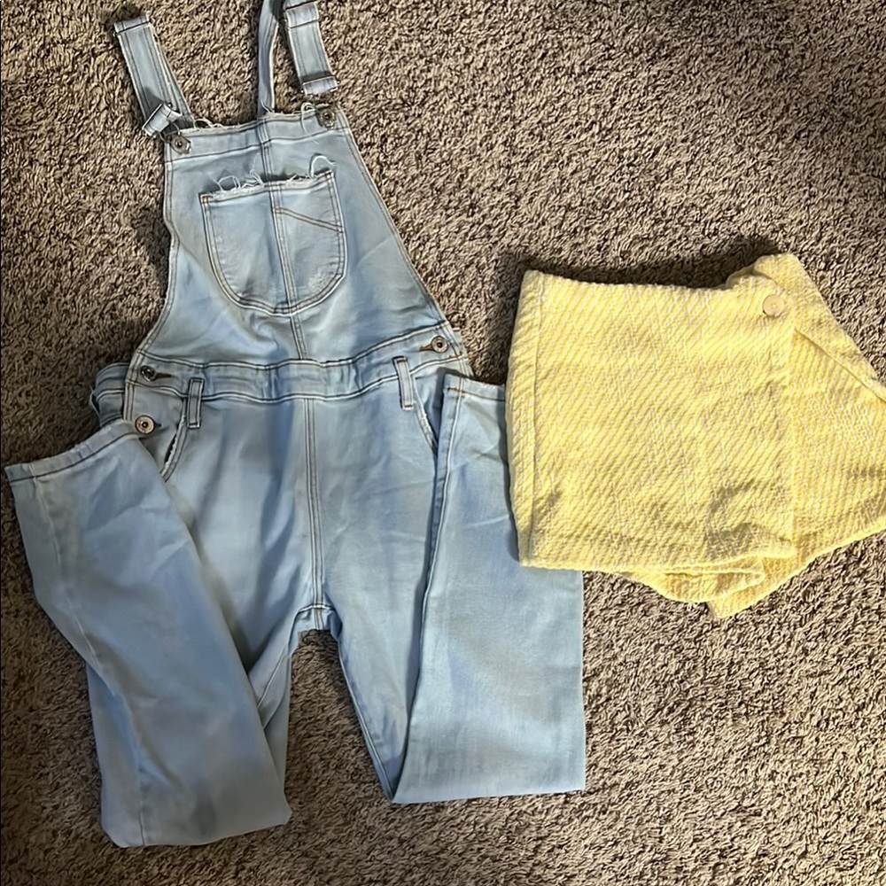 Zara Blue Jumpsuit Adjustable Straps Bib Front